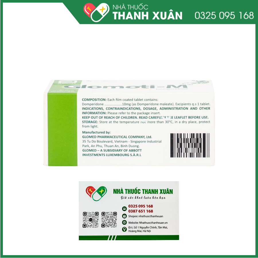 Glomoti M - Điều trị triệu chứng buồn nôn, nôn, chướng bụng, ợ hơi